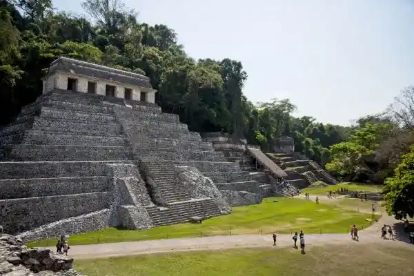 high-angle-shot-of-people-visiting-zona-arqueologi-Palenque